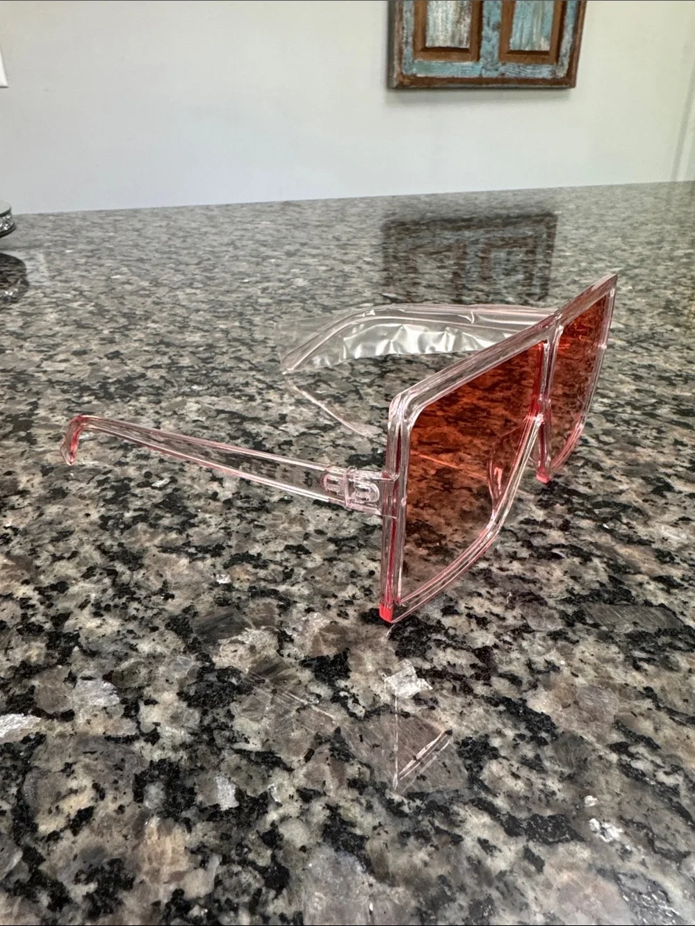 Oversized Transparent Pink Square Sunglasses